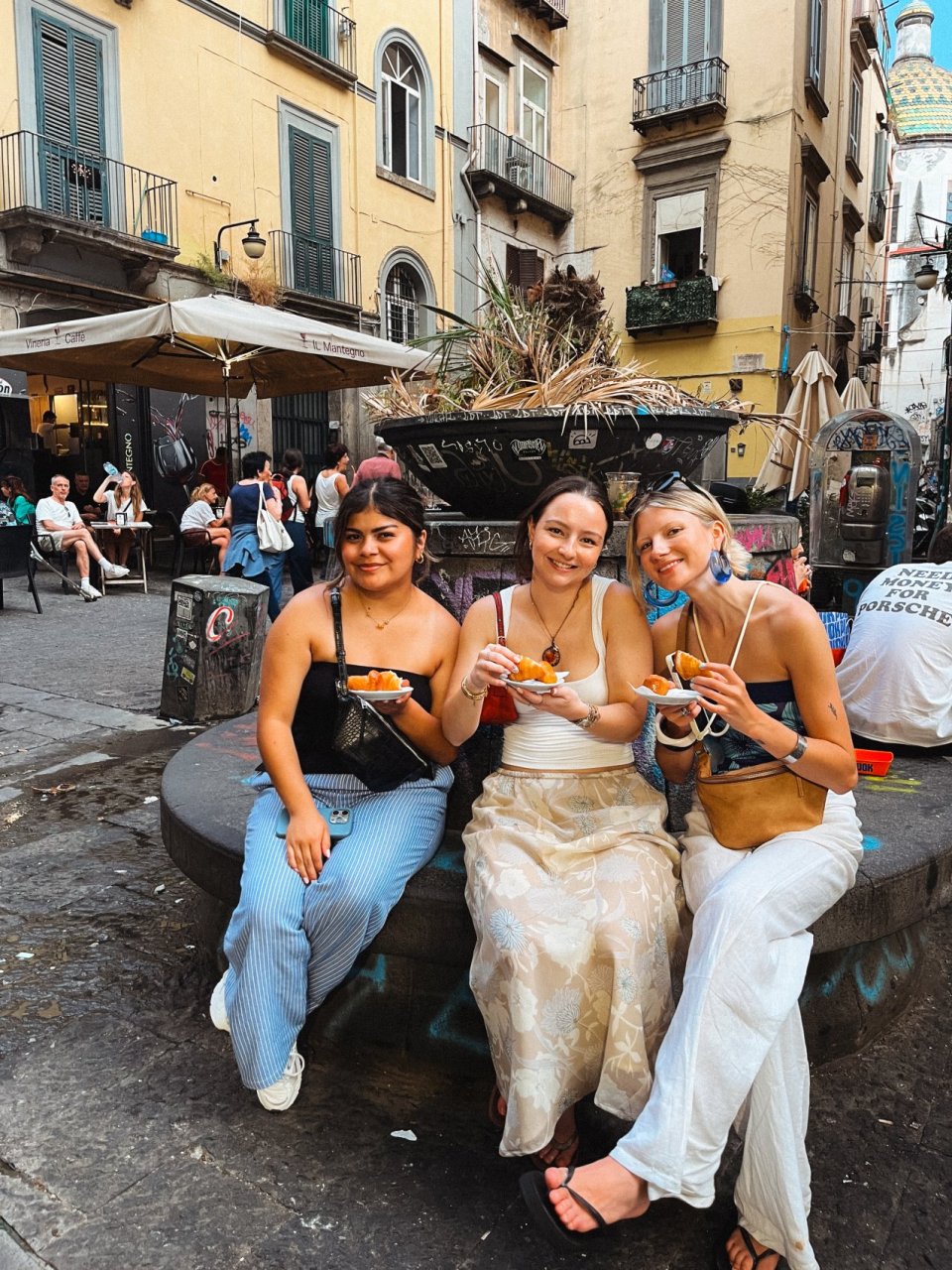 Group of young solo travellers in Naples on a tour with TruTravels